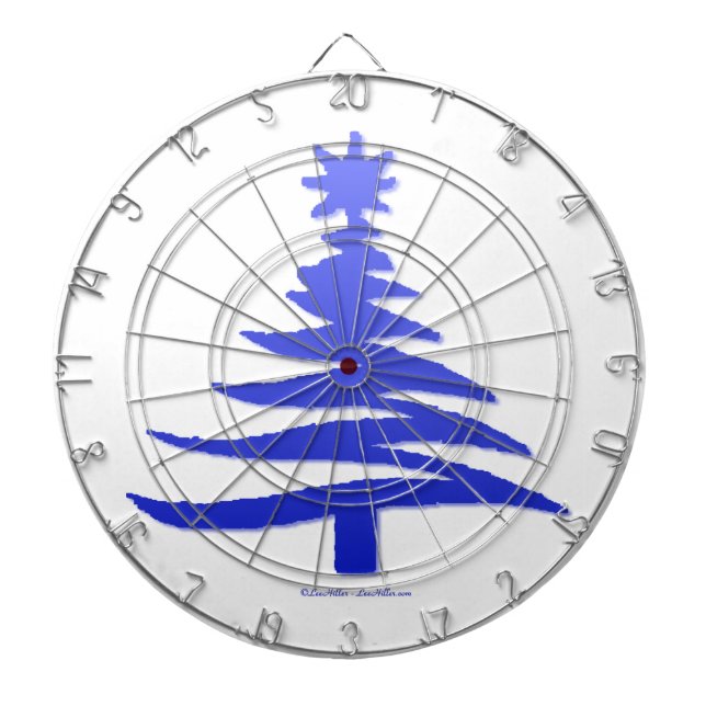 Christmas Tree Stencil Cobalt Blue Dartboard (Front)