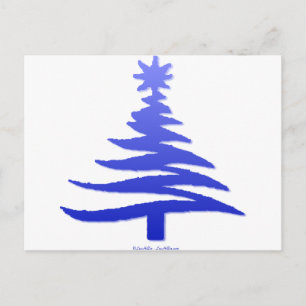 Christmas Tree Stencil Cobalt Blue Holiday Postcard