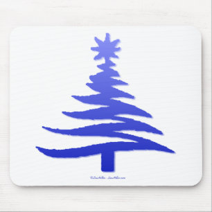 Christmas Tree Stencil Cobalt Blue Mouse Pad