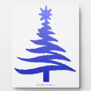 Christmas Tree Stencil Cobalt Blue Plaque