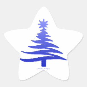 Christmas Tree Stencil Cobalt Blue Star Sticker