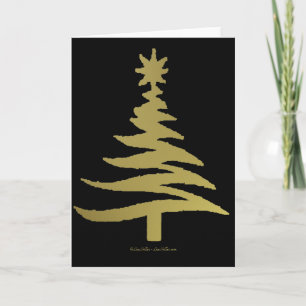 Christmas Tree Stencil Gold Holiday Card
