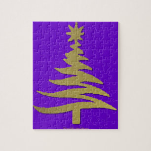 Christmas Tree Stencil Gold Jigsaw Puzzle