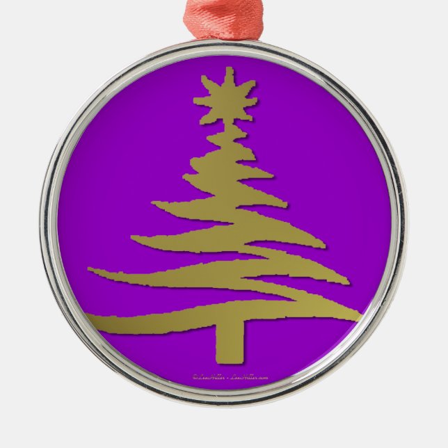 Christmas Tree Stencil Gold Metal Ornament (Front)