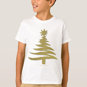 Christmas Tree Stencil Gold T-Shirt
