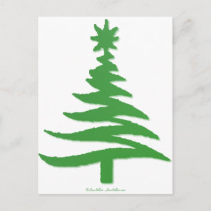 Christmas Tree Stencil Green Holiday Postcard