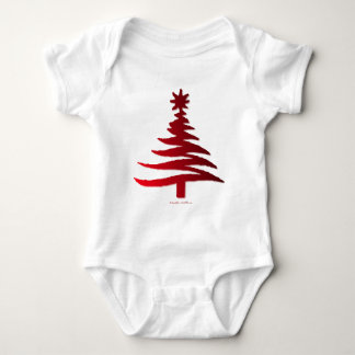 Christmas Tree Stencil Red Baby Bodysuit