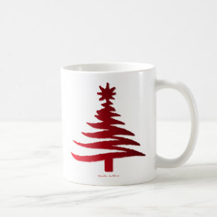 Christmas Tree Stencil Red Coffee Mug
