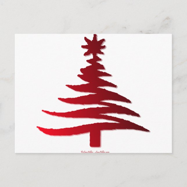 Christmas Tree Stencil Red Holiday Postcard (Front)