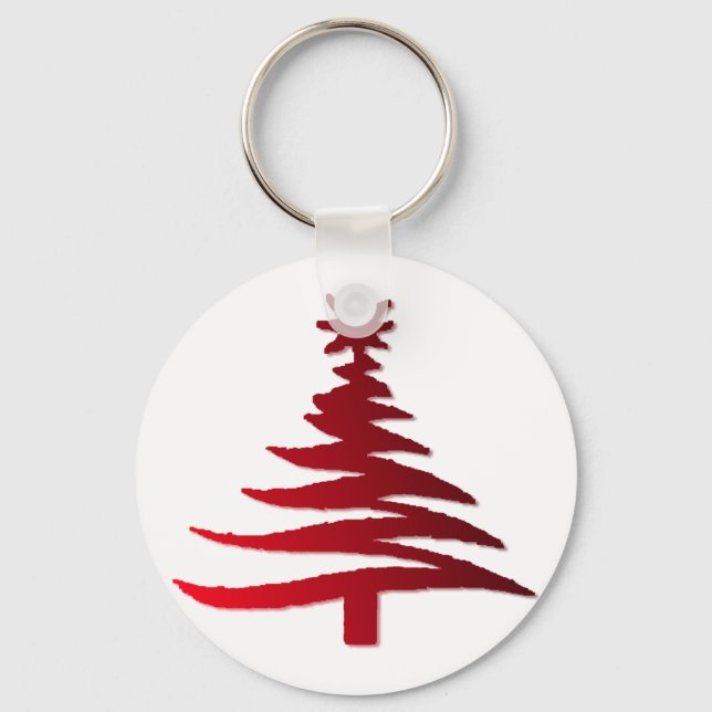 Christmas Tree Stencil Red Keychain (Front)