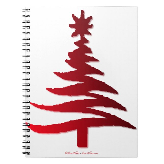 Christmas Tree Stencil Red Notebook (Front)