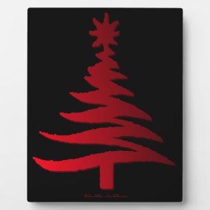 Christmas Tree Stencil Red Plaque