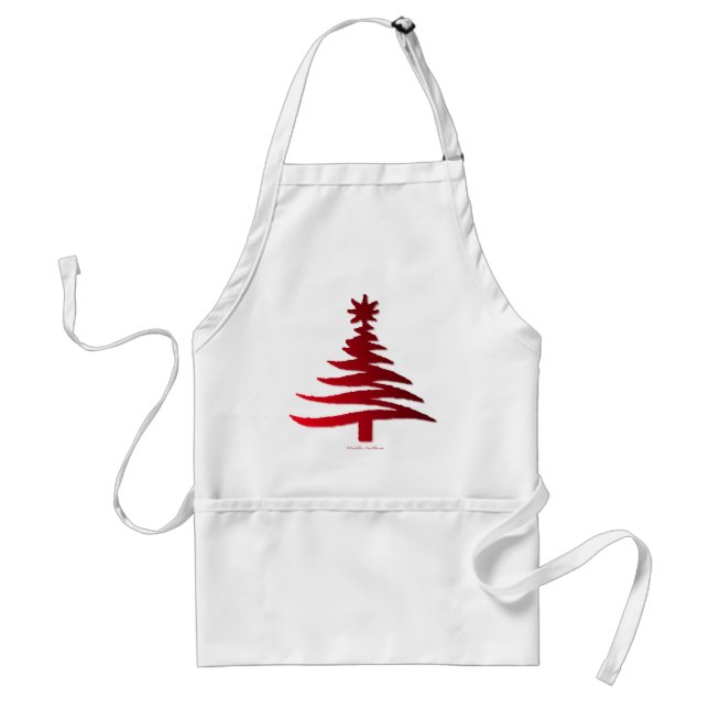 Christmas Tree Stencil Red Standard Apron (Front)