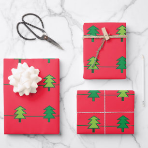 Christmas Tree Stripe Pattern Wrapping Paper Sheet