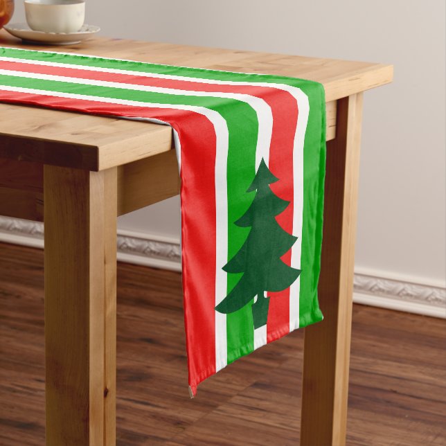Christmas Tree Stripe Short Table Runner (In Situ)