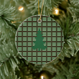 Christmas tree striped ceramic ornament