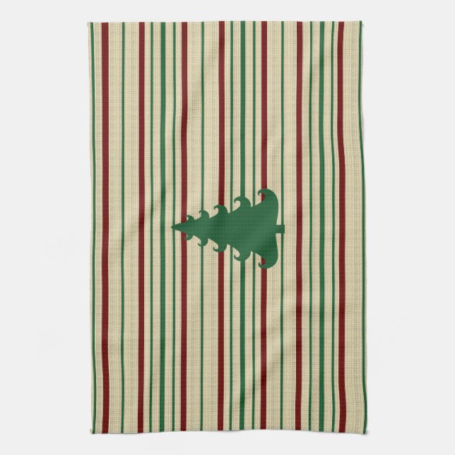Christmas tree striped kitchen towel (Vertical)