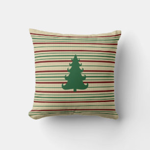 Christmas tree striped throw pillow