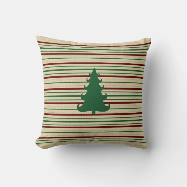 Christmas tree striped throw pillow (Front)
