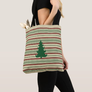 Christmas tree striped tote bag