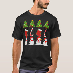 Christmas Tree Stuffers Candy Canes Snowman Printe T-Shirt