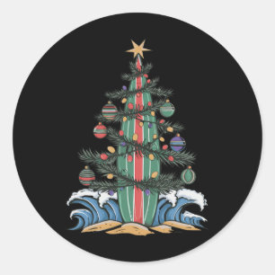 Christmas Tree Surfboard _1 Classic Round Sticker