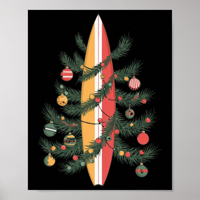 Christmas Tree Surfboard  Poster (Front)