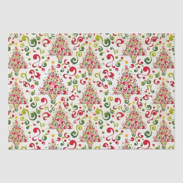Christmas Tree Swirls Tissue Paper (Front)