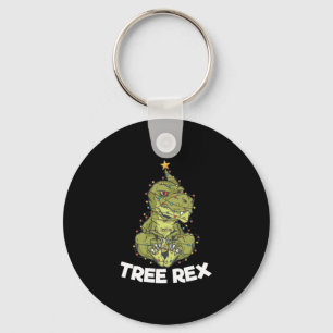 Christmas Tree T-Rex Xmas Lights Pun Gift   Keychain