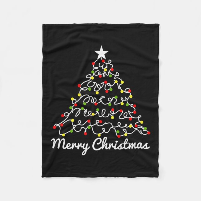 Christmas Tree Tangled Lights, Men, Women, Family  Fleece Blanket (Front)