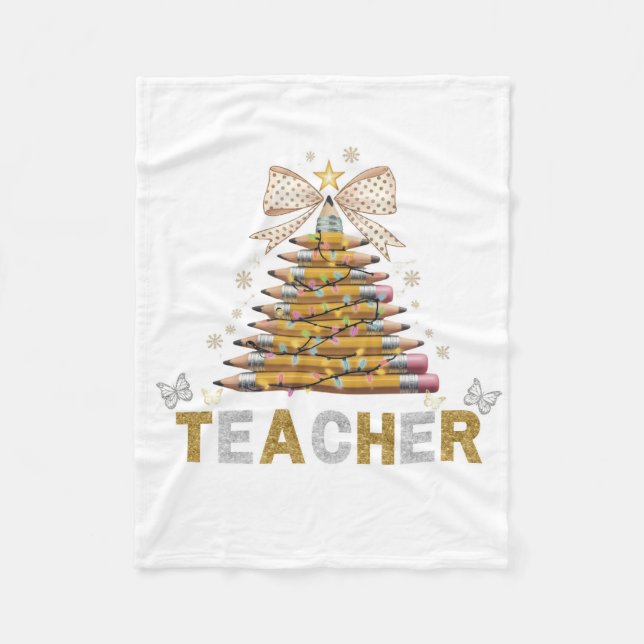 Christmas Tree Teacher Life Gift Teacher Fleece  Blanket (Front)