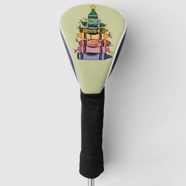 Christmas Tree Teacher Life Gift Teaching Golf Head Cover (Front)