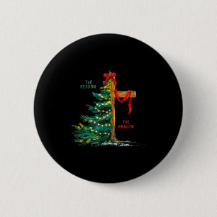 Christmas Tree The Season Jesus Cross Faith Holida 2 Inch Round Button