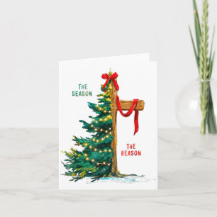 Christmas Tree The Season Jesus Cross The Reason  Card