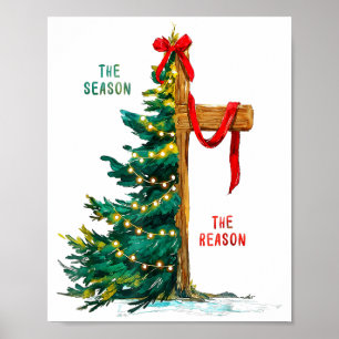 Christmas Tree The Season Jesus Cross The Reason Poster