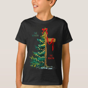 Christmas Tree The Season Jesus Cross The Reason  T-Shirt