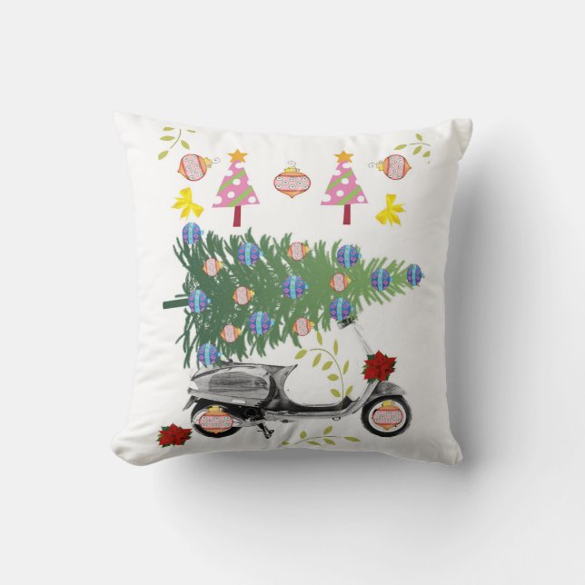 Christmas Tree Throw Pillow, Bicycle  Pillow (Front)