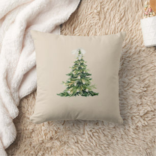 Christmas Tree Throw Pillow with Bow