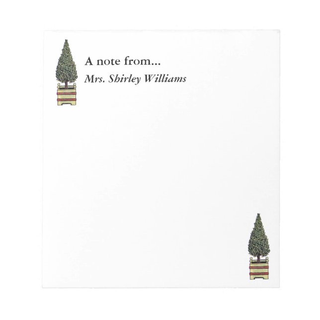 Christmas Tree Topiary Classic Festive Traditional Notepad (Front)