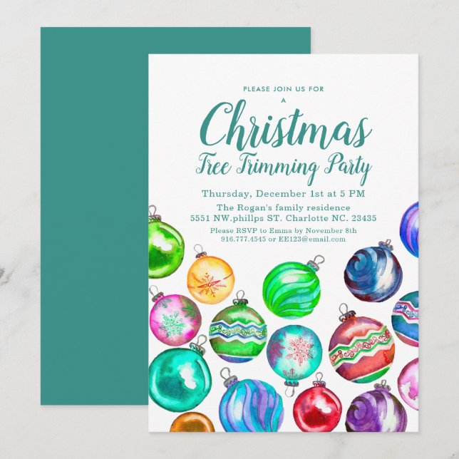 Christmas Tree Trimming Party Invitation (Front/Back)