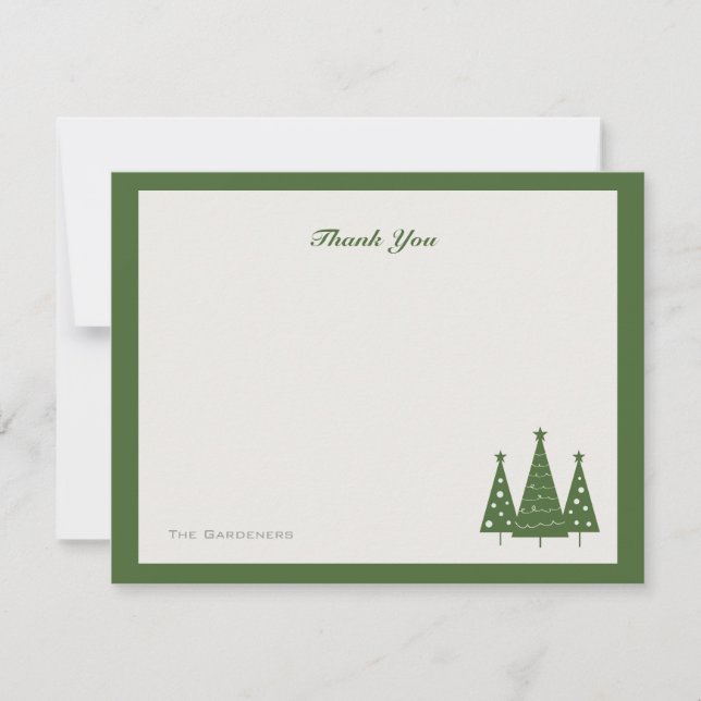 Christmas Tree Trio | Flat Thank You Note Card (Front)