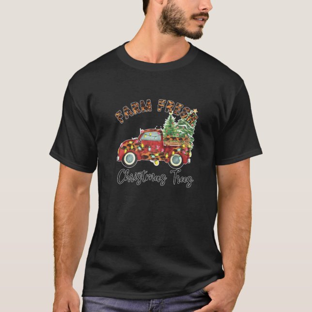 Christmas Tree Truck Farm Fresh Funny T-Shirt (Front)
