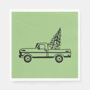 Christmas tree truck napkin