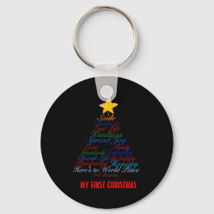 Christmas Tree Tygraphy Babys First Christmas Baby Keychain