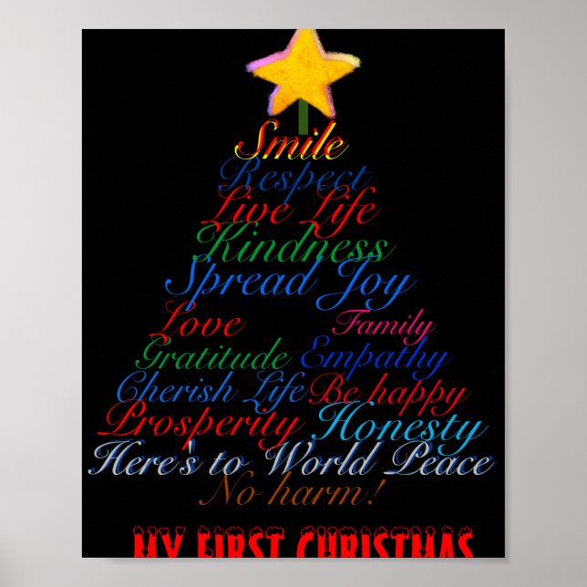 Christmas Tree Tygraphy Babys First Christmas Baby Poster (Front)