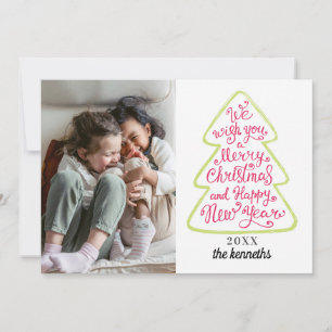 Christmas Tree Typography Holiday Photocard Card