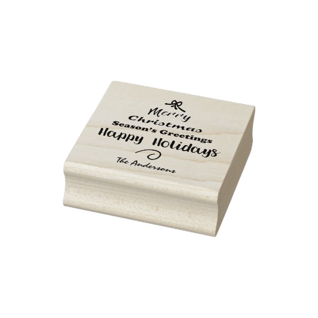 Christmas Tree Typography Personalized Holiday Fun Rubber Stamp (Stamp)