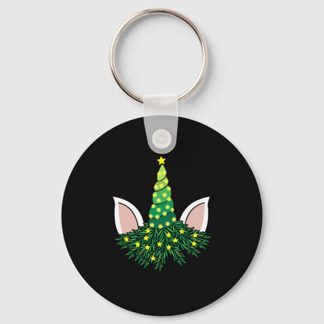 christmas tree unicorn keychain (Front)