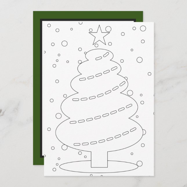 Christmas tree unisex kids colouring add message  card (Front/Back)