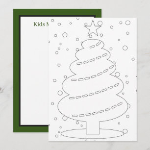 Christmas tree unisex kids colouring add message  card